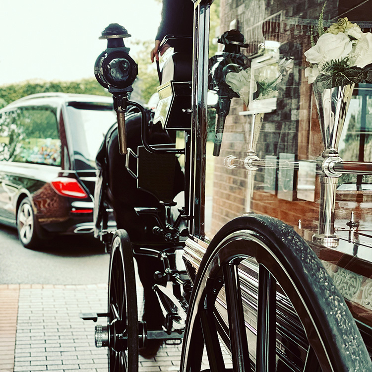 Horse-drawn hearse at a Stafford funeral - Love's Independent Funeral Directors