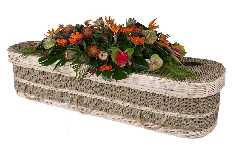 Seagrass coffin at Love's Independent Funeral Directors Stafford
